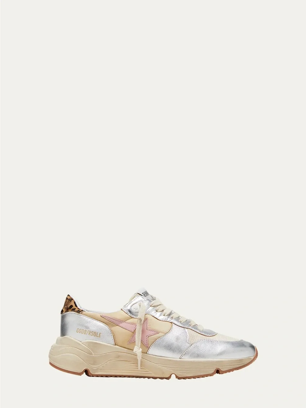 Golden Goose Metallic Silver & Pink Star Chunky Running Sneaker